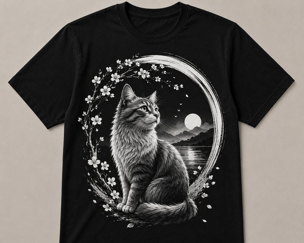 Zen Cat Monochrome Tee
