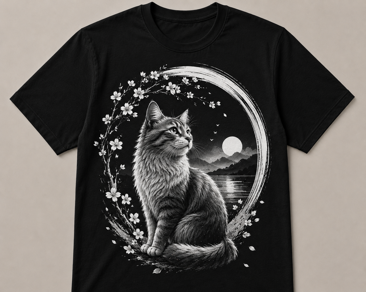 Zen Cat Monochrome Tee