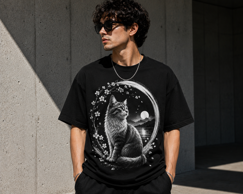 Zen Cat Monochrome Tee