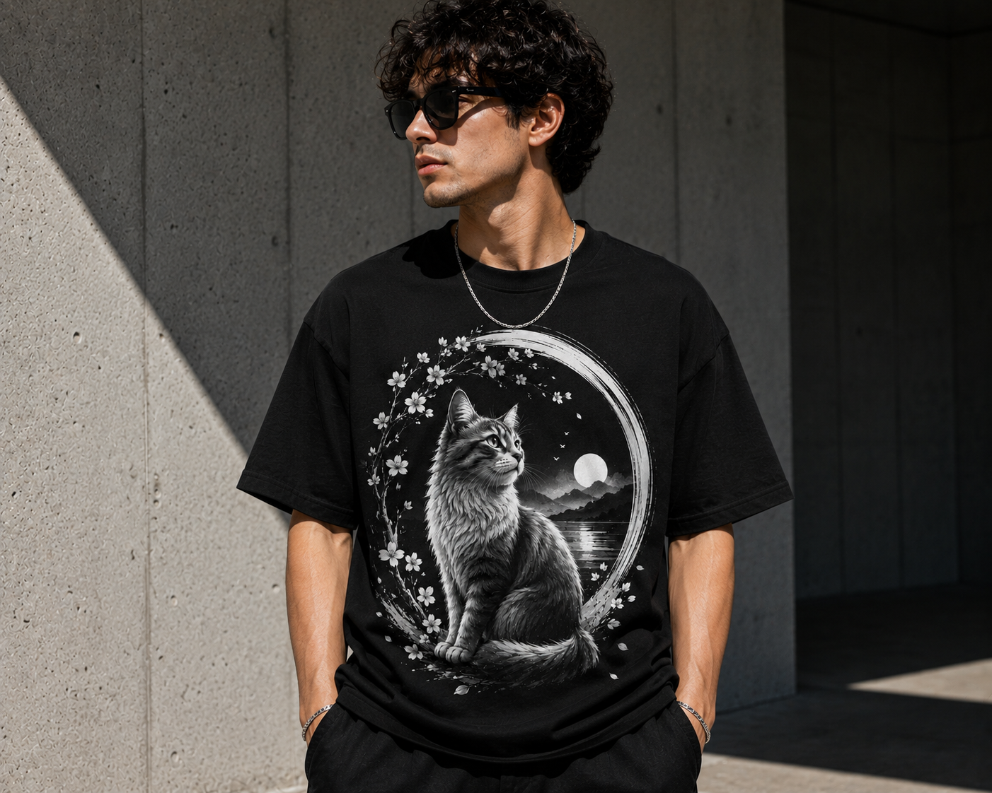 Zen Cat Monochrome Tee