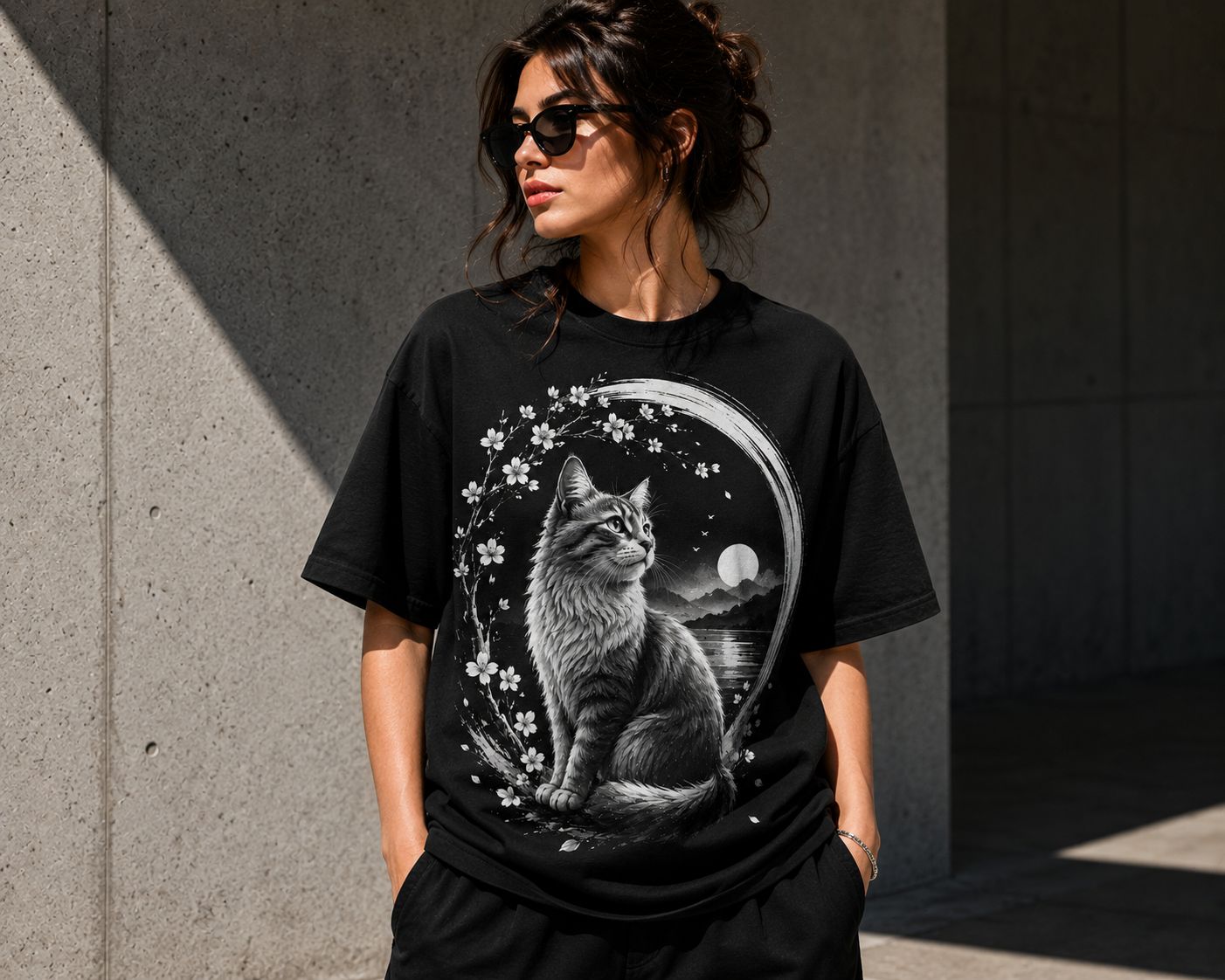 Zen Cat Monochrome Tee