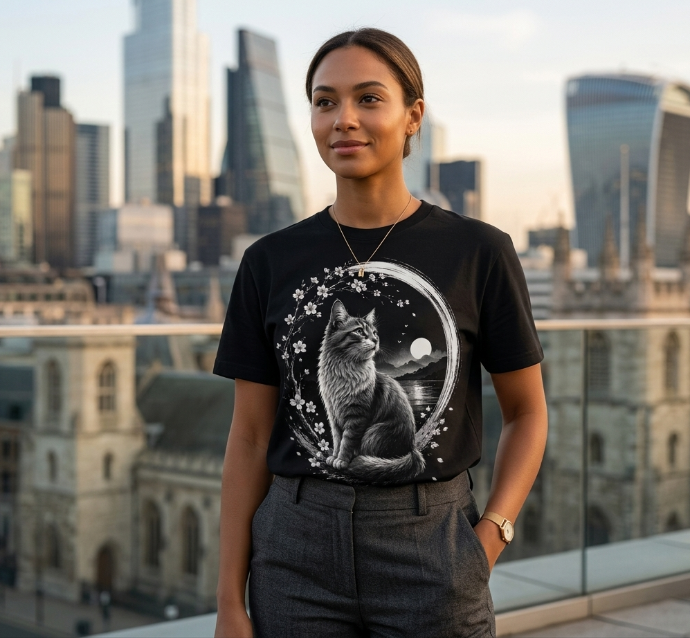 Zen Cat Monochrome Tee